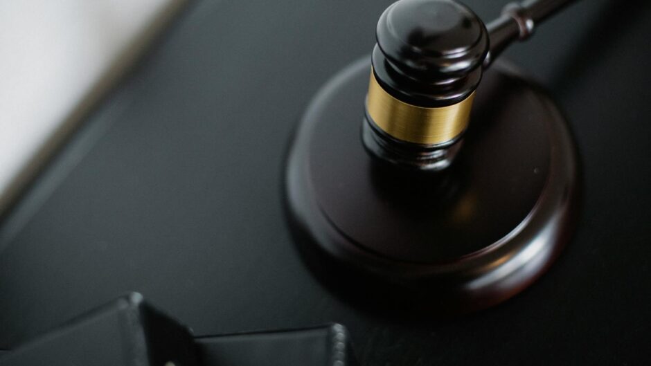 Close-up of a wooden judge's gavel